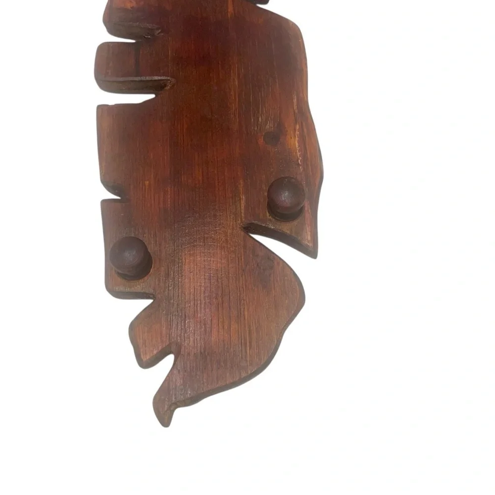 Hand Carved unique vintage Wooden 5 Tea Light Candle Holder. 20”L x 6.5”W